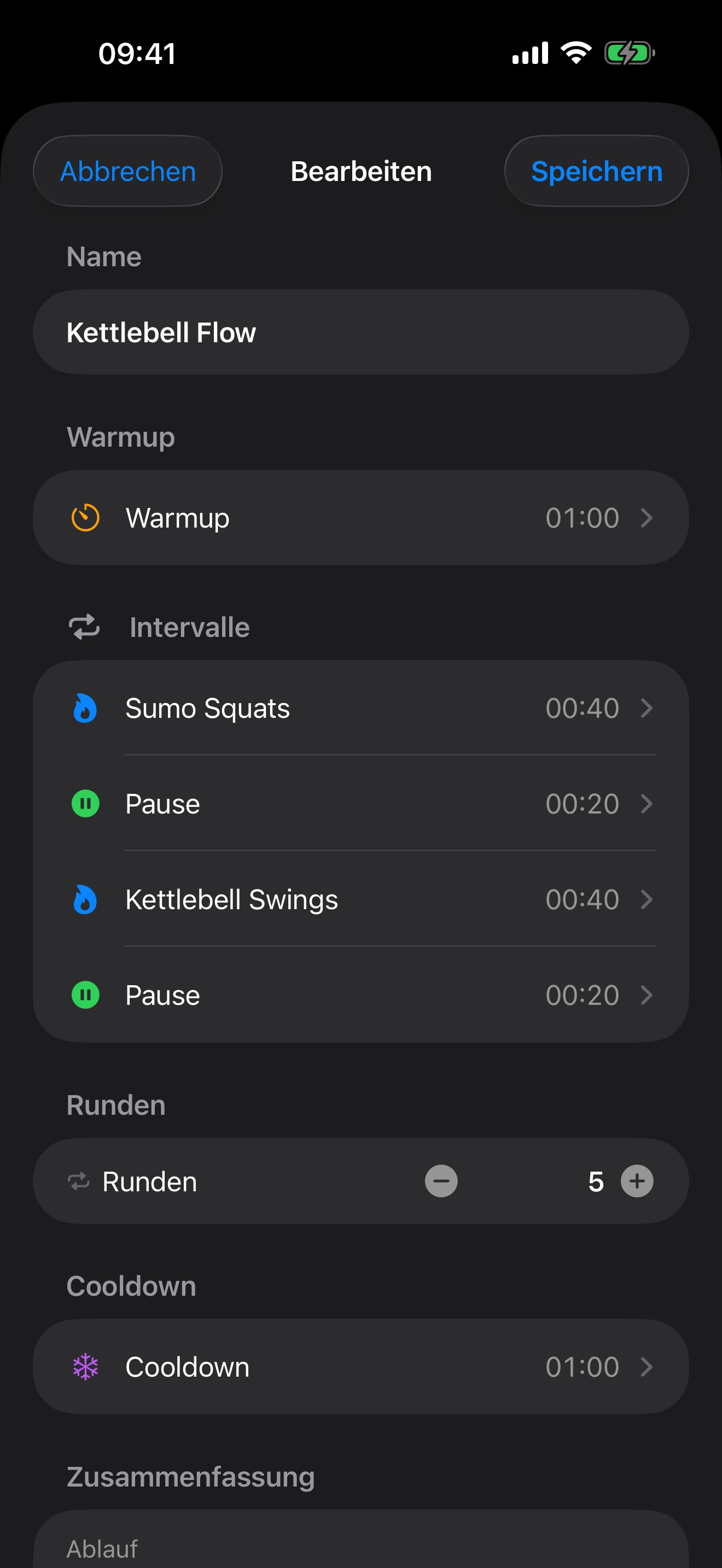 TimerCoach Workout-Editor & Sound-Profile